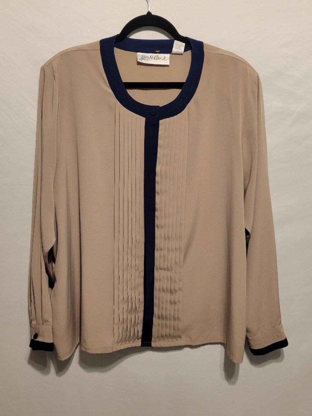 Yves St Clair 2 Tan Blouse with Black trim